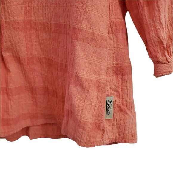 Woolrich‎ Top Womens Large Orange Button Up Cotton Stretch Blouse - Picture 5 of 11